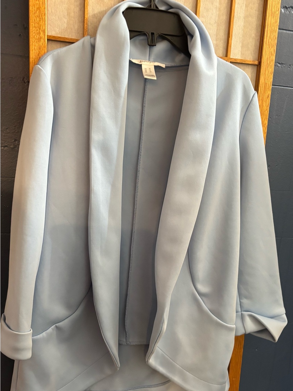 REVAMPED Powder Blue Draped Open Blazer Jacket - Size XS / TP